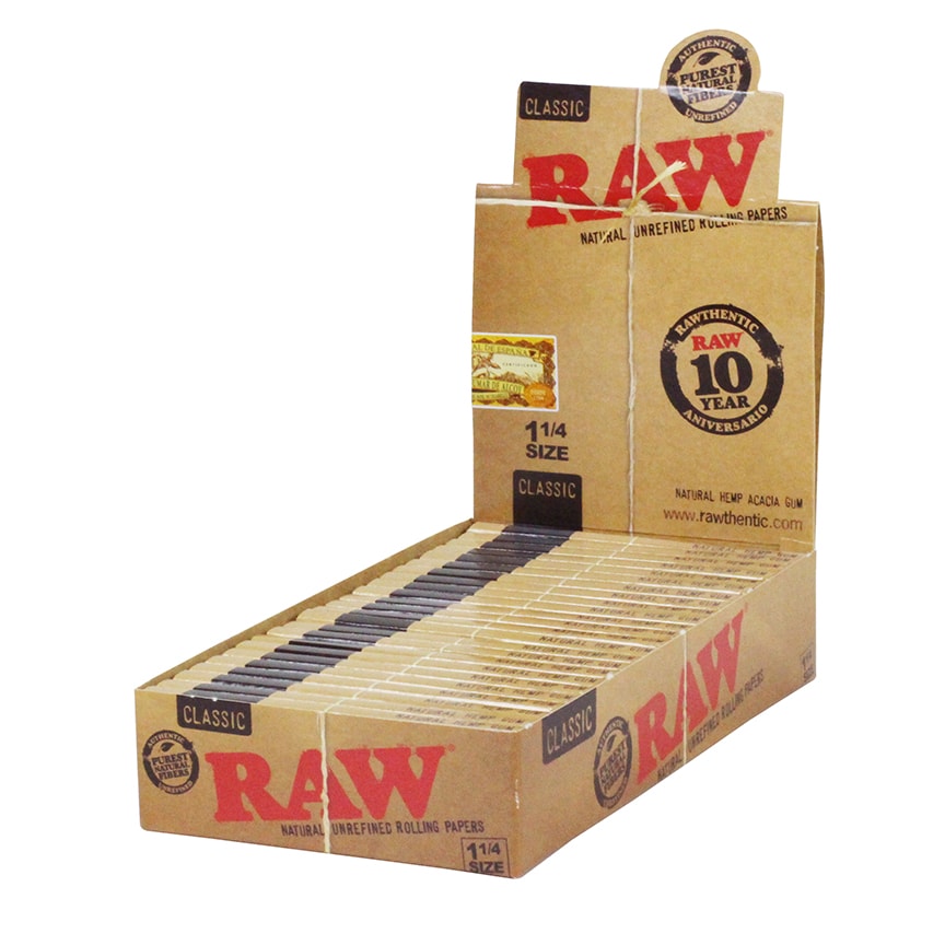10 Packs Raw Classic 1 1/4 Rolling Paper Natural Free Shipping USA Bulk 1.25 