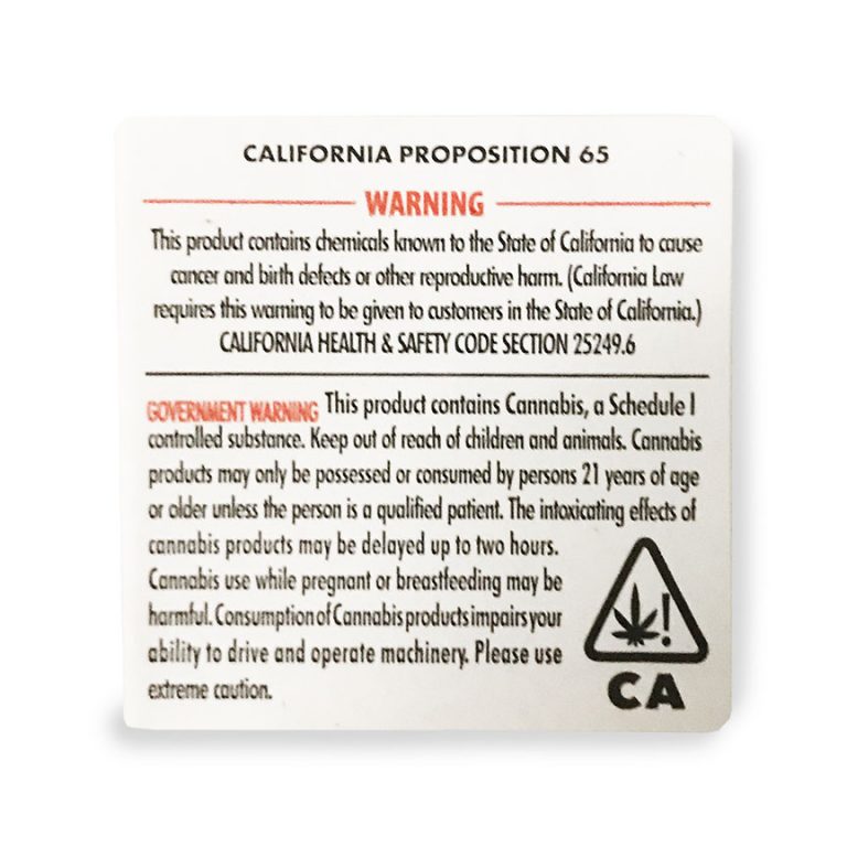 California Prop 64 Compliant Labels (1,000Qty) Bulk Wholesale