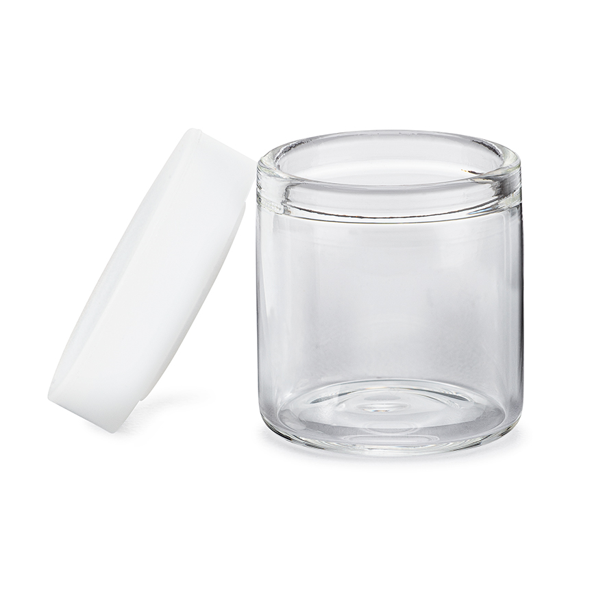 6ml Round Glass Concentrate Jar w/ Silicone Lids - Pink Lids