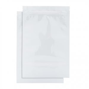 1oz White/White Mylar Dispensary Bags (1000Qty)