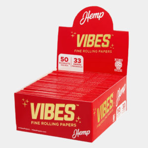 VIBES King Size Slim Rolling Papers Red/Hemp (50Qty)