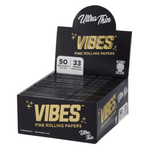 VIBES King Size Slim Rolling Papers Ultra Thin/Black (50Qty)